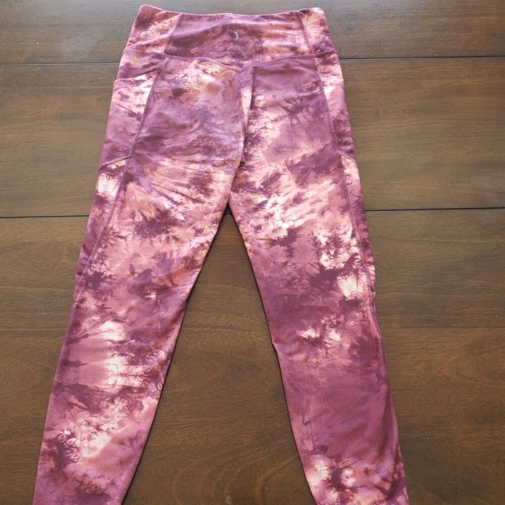 Jessica Simpson Sportswear Size L Ankle Legging Maroon Tie Dye Yoga Gym Workout - Picture 3 of 8